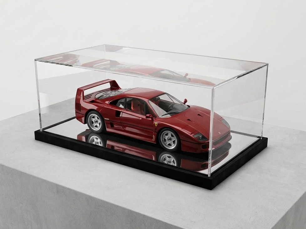teca plexiglass con bse legno laccato e metacrilato specchiato